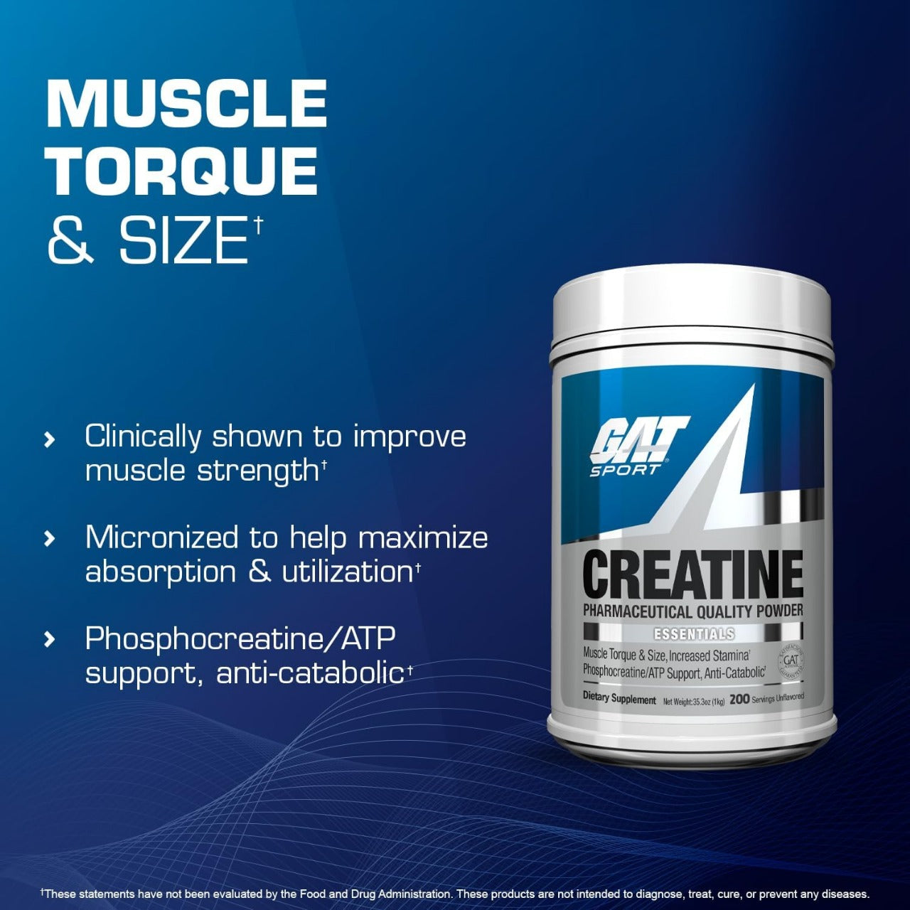 Creatina Monohidratada GAT 1 kg - 200 Servicios