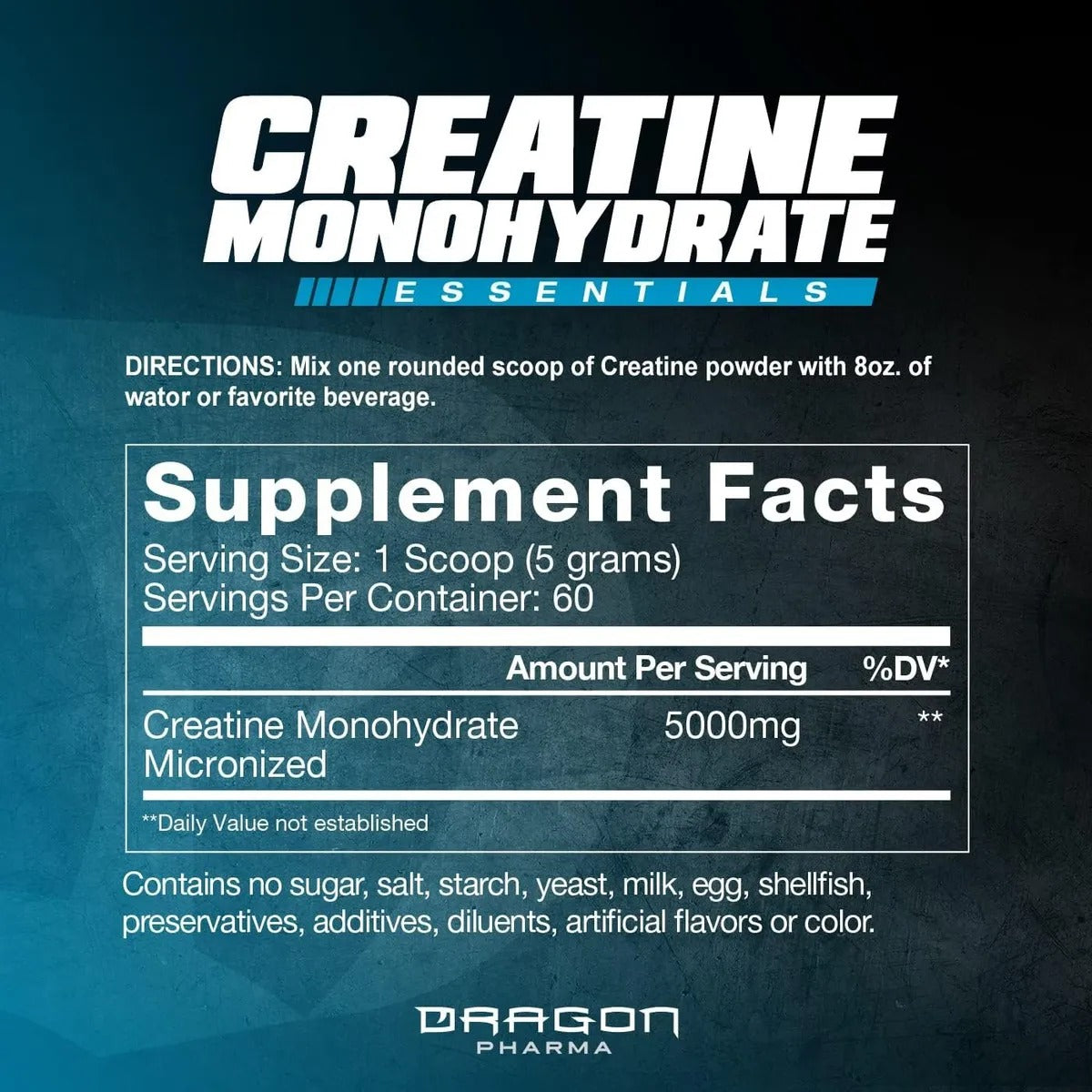 Dragon Pharma Creatine Monohydrate 1 Kg 200 Serv Sabor Sin Sabor
