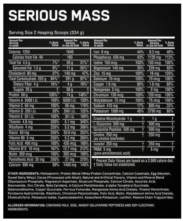 Ganador ON Serious Mass sabor chocolate x 5.44kg