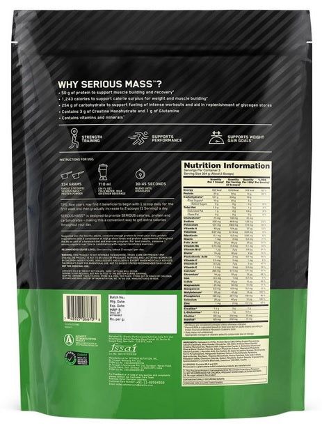 Ganador ON Serious Mass sabor chocolate x 5.44kg