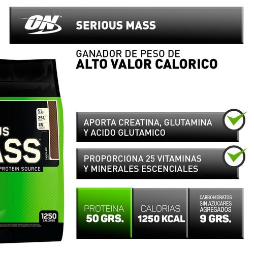 Ganador ON Serious Mass sabor chocolate x 5.44kg