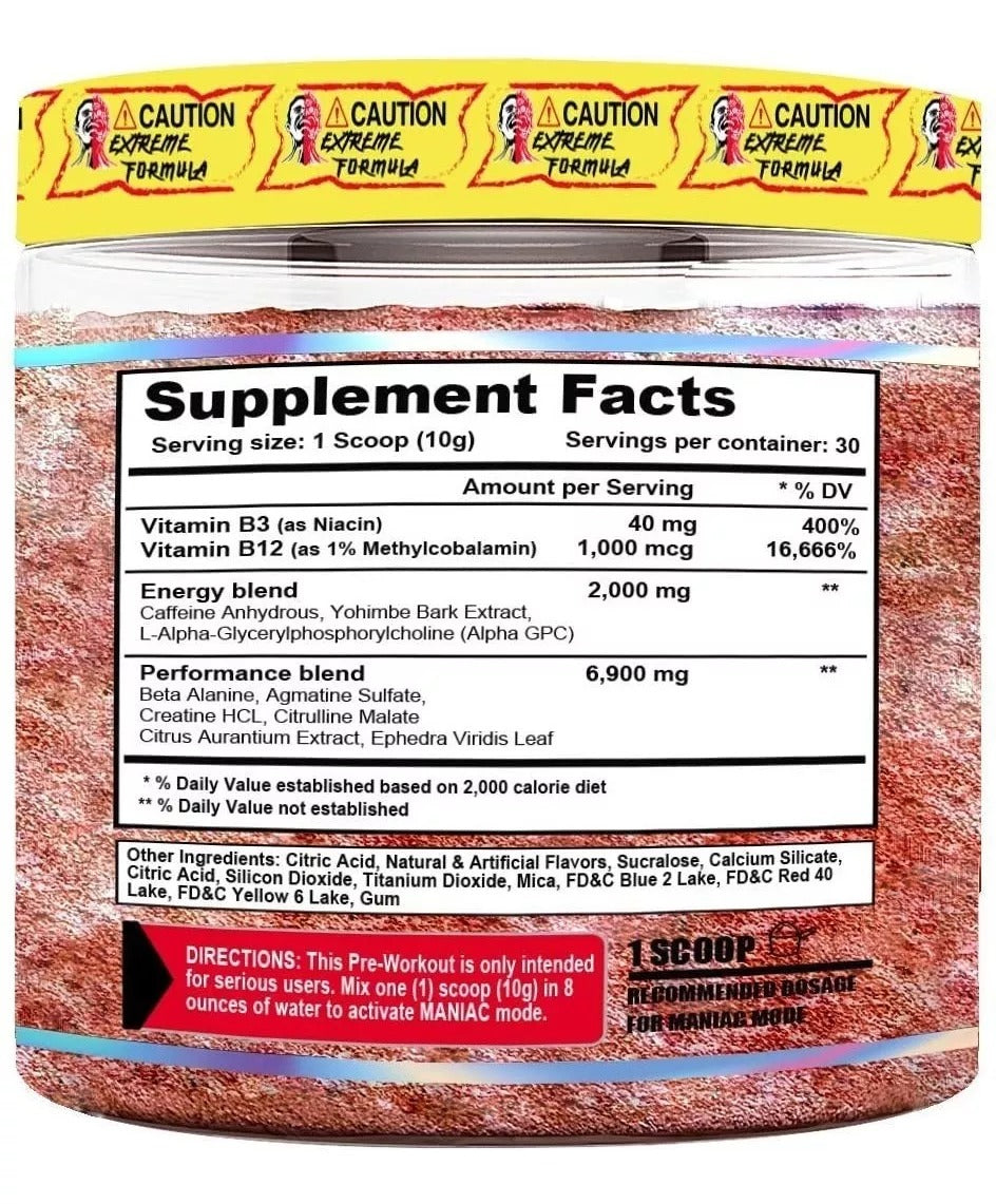 Maniac Terror Labz Pre Entreno Pre Workout